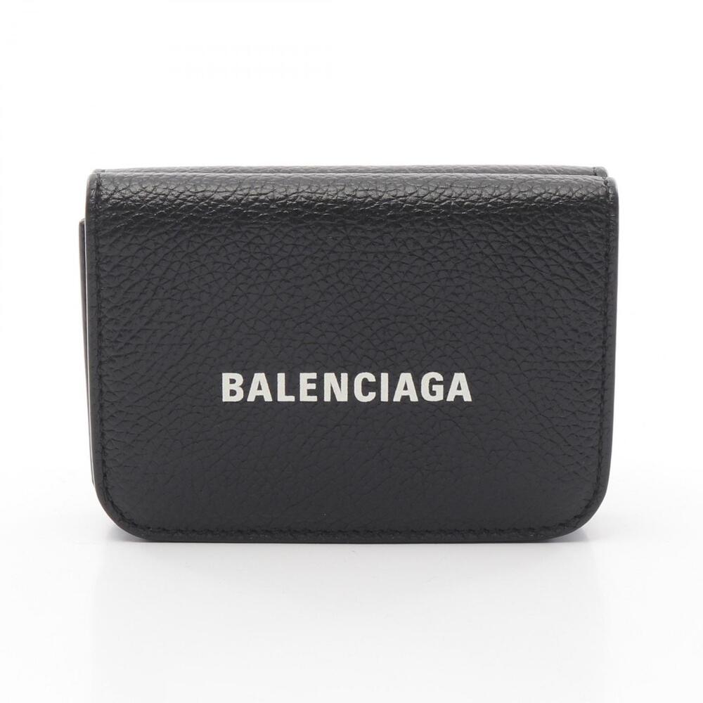 Balenciaga Cash Wallet Tri fold Leather Black